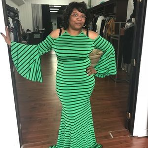 Green Goddess mermaid stripped dress